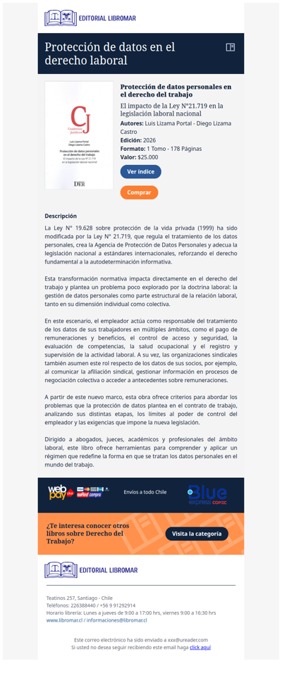 Protección de datos personales en el derecho del trabajo - El impacto de la Ley N°21.719 en la legislación laboral nacional (Luis Lizama P. - Diego Lizama C.)