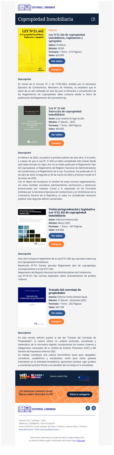 Ley N°21.442 de copropiedad inmobiliaria, reglamento y agregados
