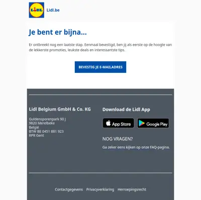 Bevestig je inschrijving voor de Lidl-nieuwsbrief