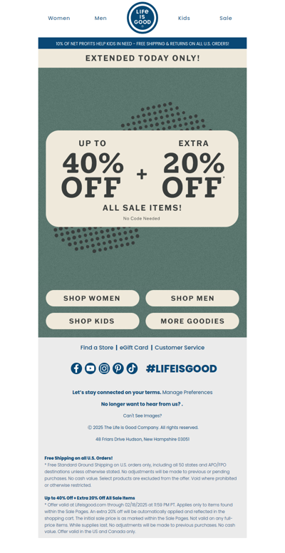 Surprise! 40% Off + 20% Off