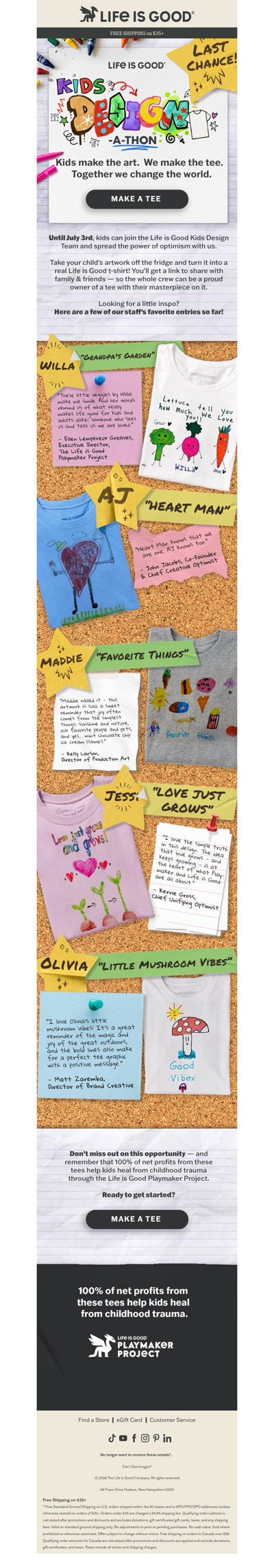 Kids’ Art. Our Tees. One More Week!