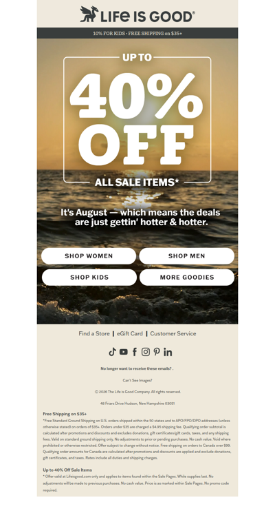Up to 40% OFF Sale Items! 😎