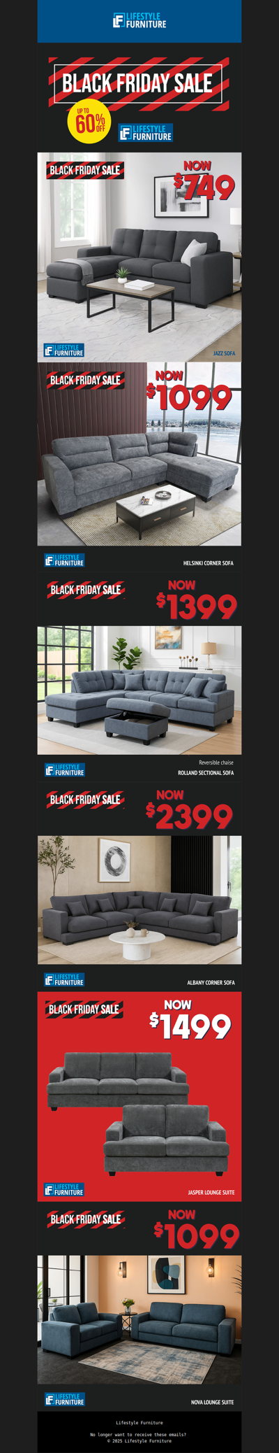 Furniture Sale! Massive Savings on Sofas — Black Friday!
