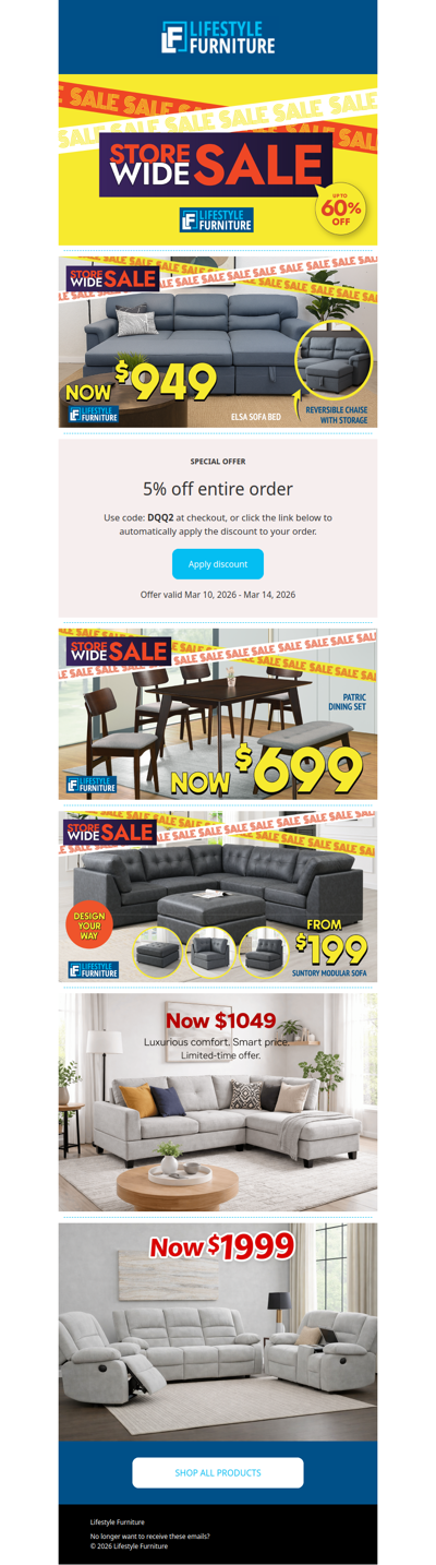 Furniture Sale! Discount Code! Transform Your Home with Quality Furniture