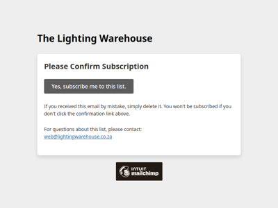 The Lighting Warehouse: Please Confirm Subscription