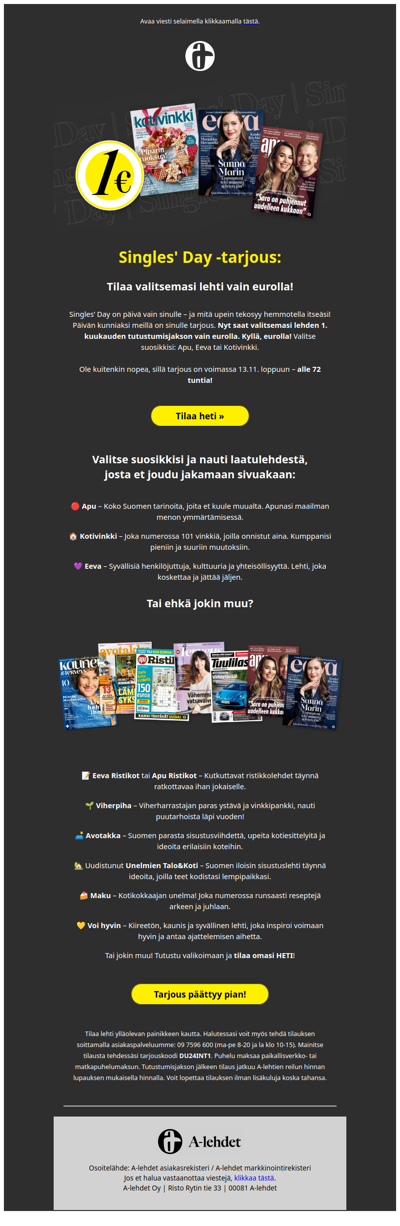 Valitse itsesi – lehti vain eurolla!