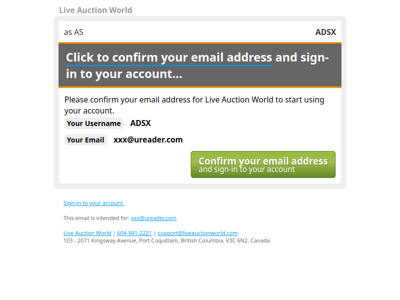 Almost done, confirm your email address for Live Auction World