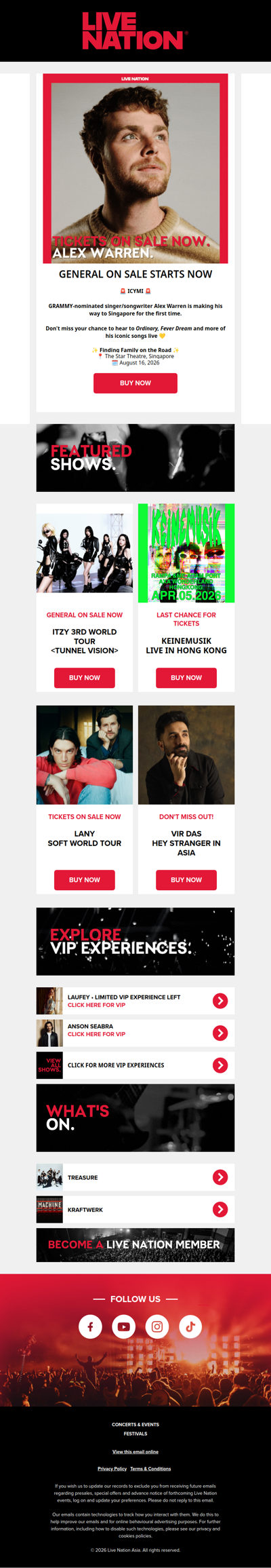 Alex Warren is coming to Singapore!