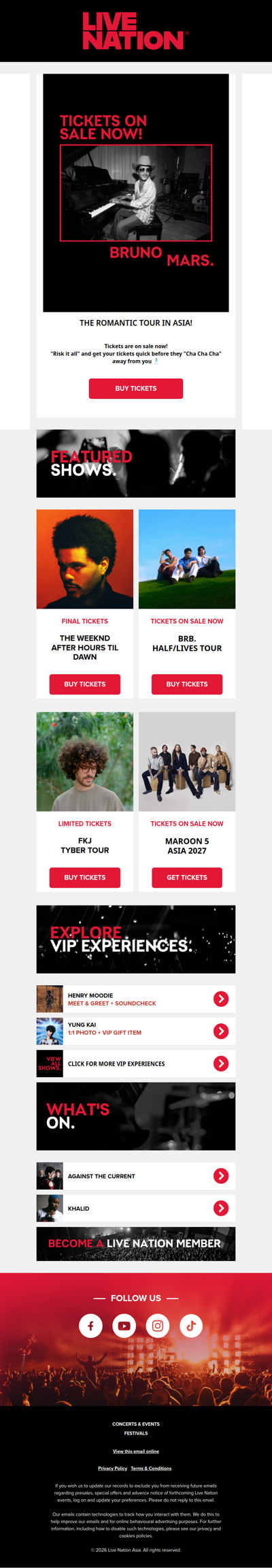 Bruno Mars - The Romantic Tour on sale NOW ⭐️