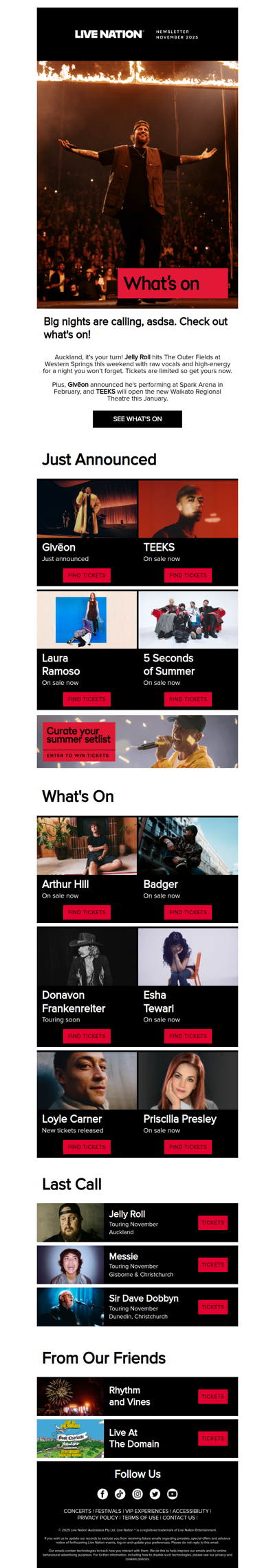 This week’s lineup: Jelly Roll , Givēon, TEEKS & many more