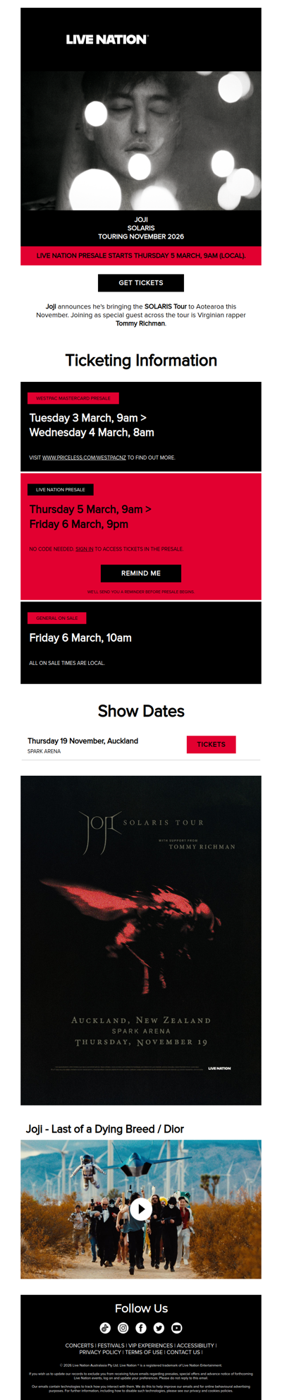 Joji is bringing The Solaris Tour to Aotearoa this November!