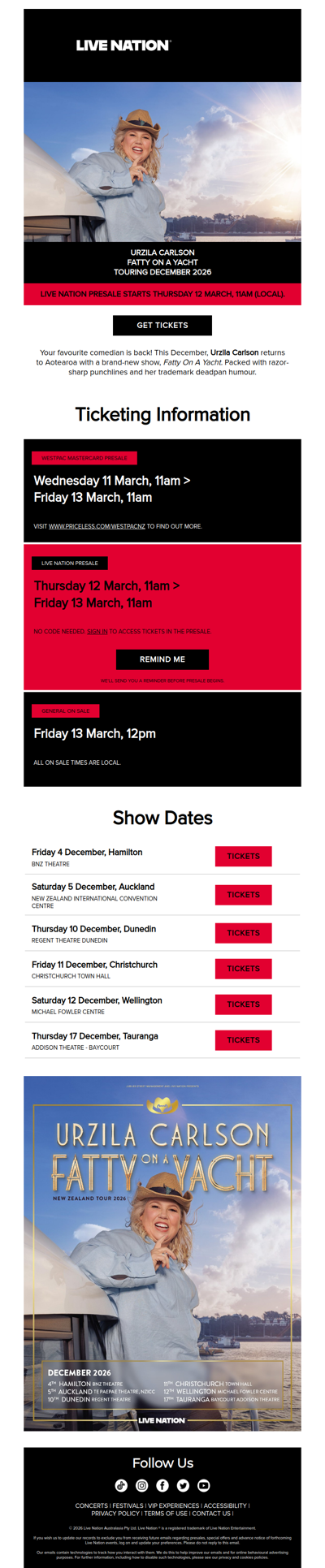 Urzila Carlson is bringing her Fatty On A Yacht tour to Aotearoa this December!