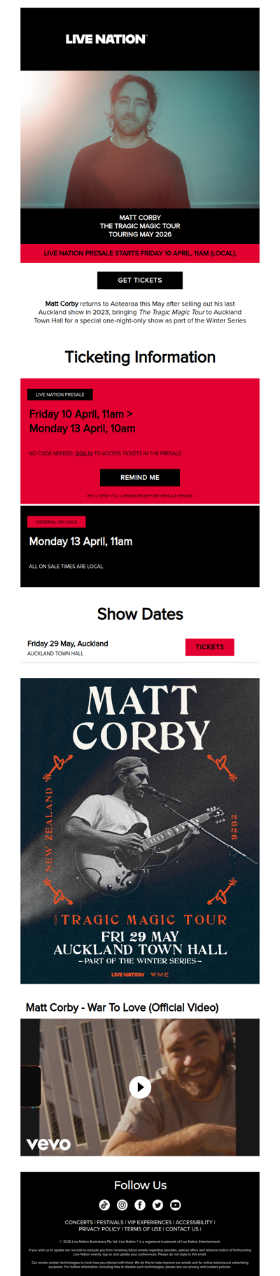 Matt Corby is bringing The Tragic Magic Tour to Aotearoa May 2026!