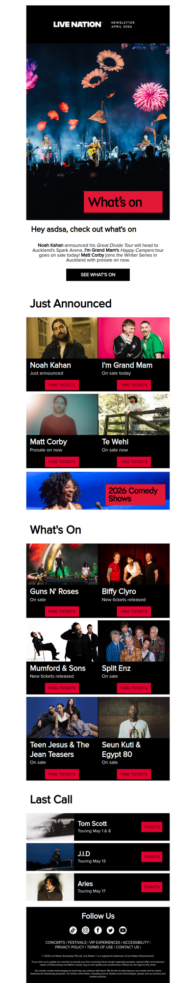 This week’s lineup: Noah Kahan, I'm Grand Mam, Matt Corby & many more