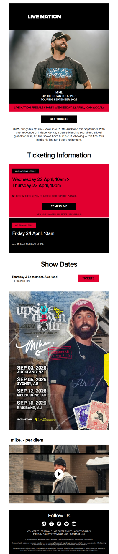 mike. is bringing The Upside Down Tour to Aotearoa this September!