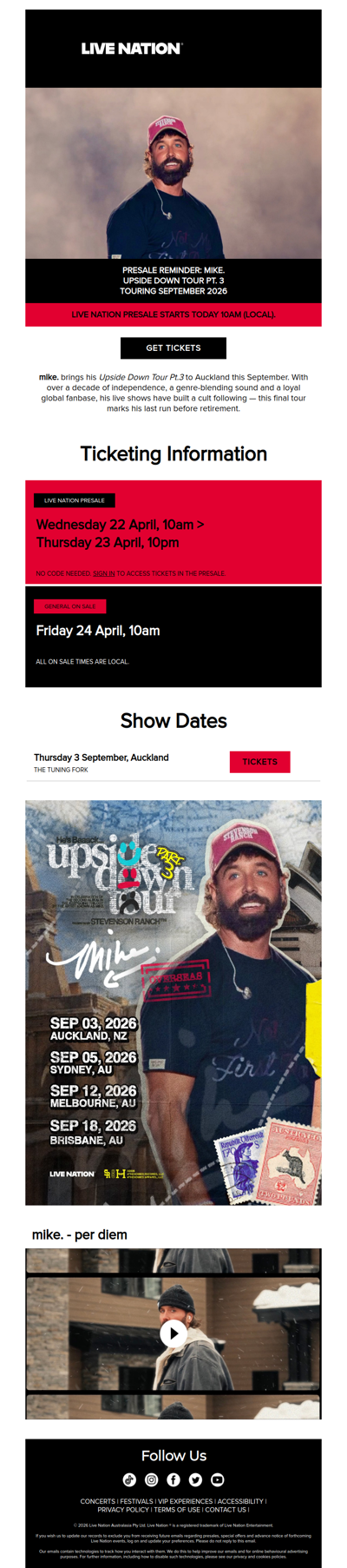 PRESALE REMINDER: Presale for mike. starts today!