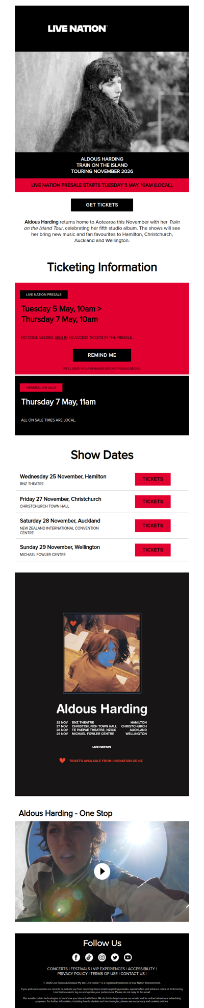 Aldous Harding is bringing her Train on the Island Tour to Aotearoa this November!