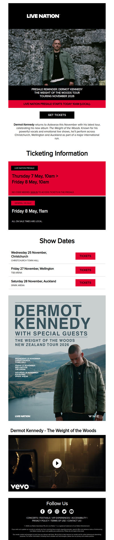 Presale for Dermot Kennedy starts today!