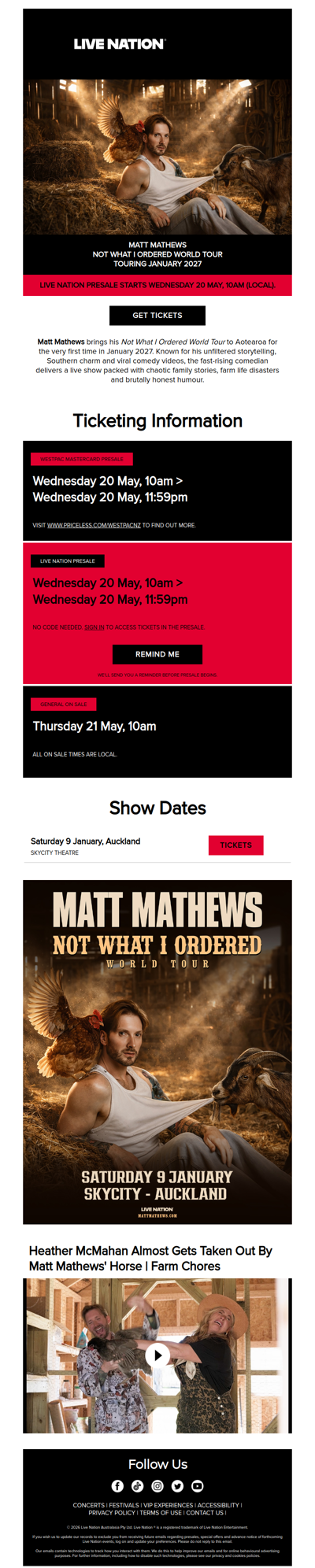 Matt Mathews is bringing his Not What I Ordered World Tour to Aotearoa in January 2027!