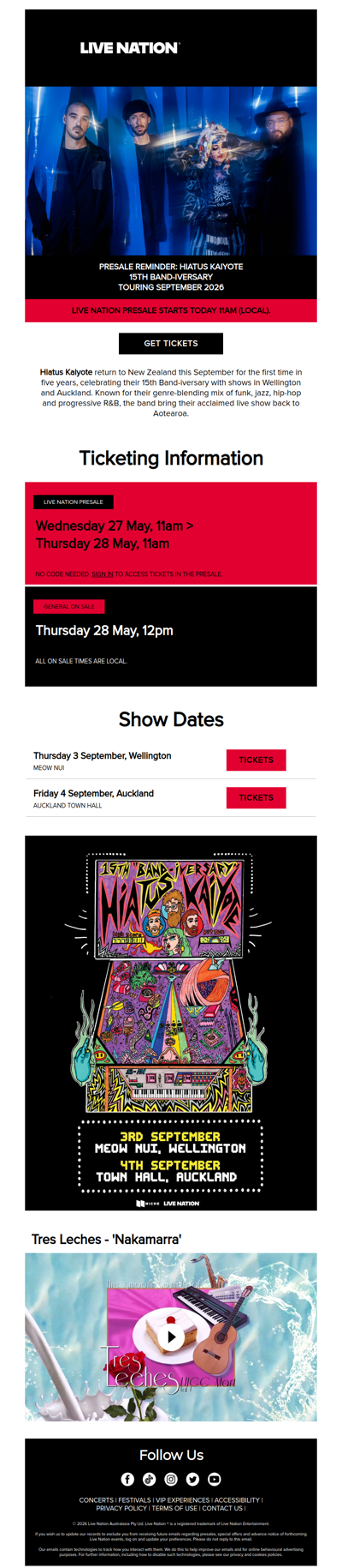 PRESALE REMINDER: Hiatus Kaiyote presale begins today