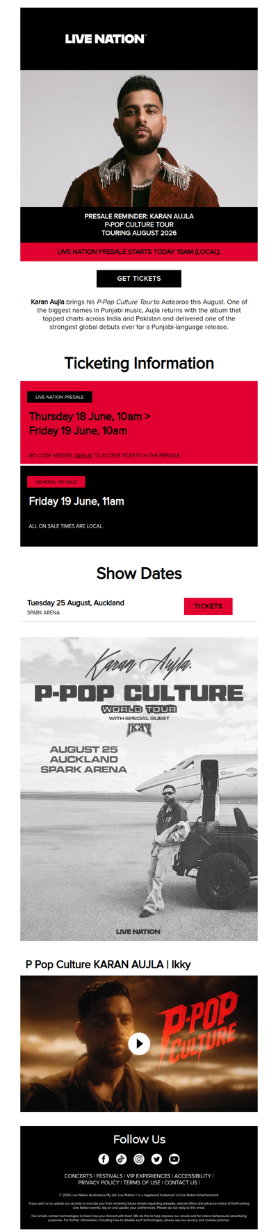 PRESALE REMINDER: Presale for Karan Aujla's P-Pop Culture Tour starts today!