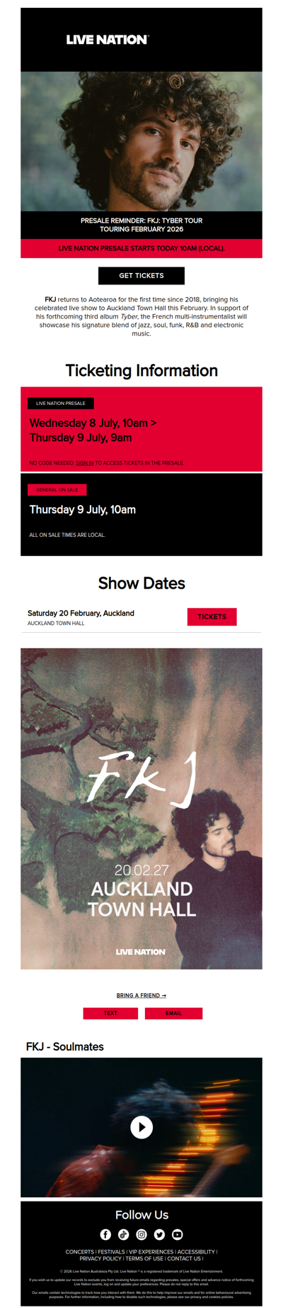PRESALE REMINDER: Presale for FKJ starts today!