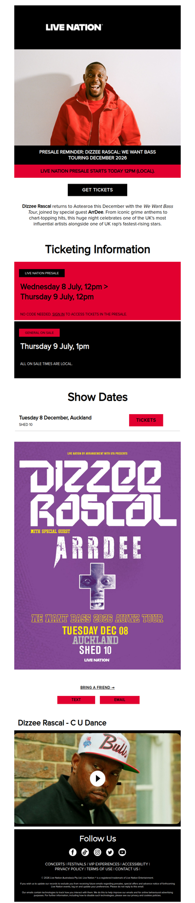 PRESALE REMINDER: Presale for Dizzee Rascal's We Want Bass Tour starts today!