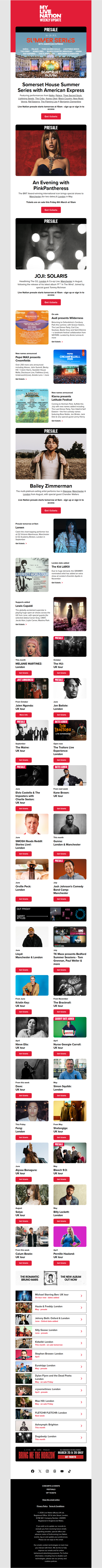 Somerset House Summer Series・PinkPantheress・JOJI & more