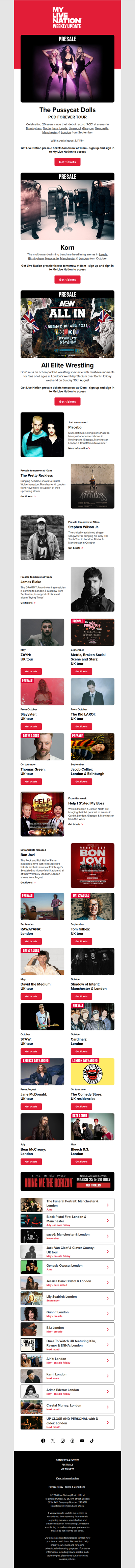 The Pussycat Dolls・Korn・All Elite Wrestling & more