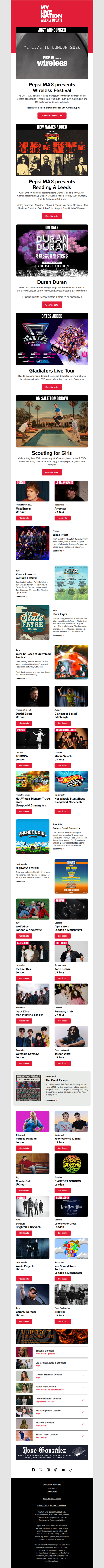 Duran Duran・Pepsi MAX presents Reading & Leeds + Wireless Festival & more