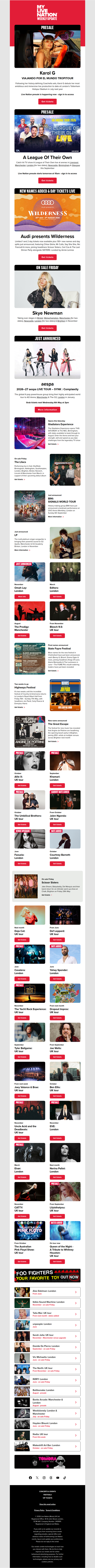 Karol G・A League Of Their Own・Skye Newman & more