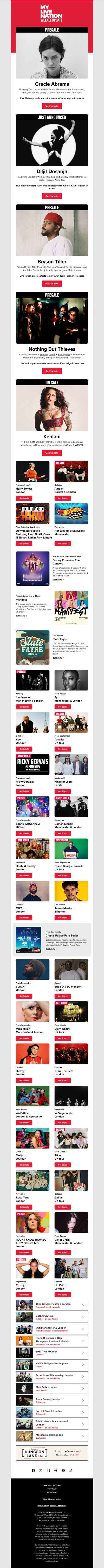 Gracie Abrams・Diljit Dosanjh・Bryson Tiller・Nothing But Thieves & more