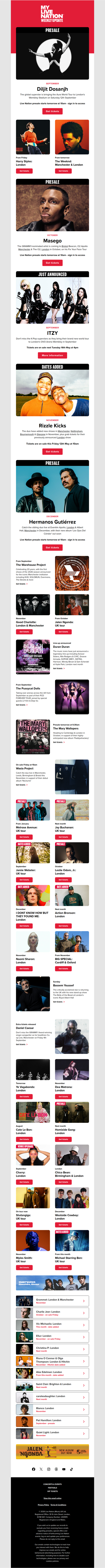 Diljit Dosanjh・Masego・ITZY・Rizzle Kicks & more