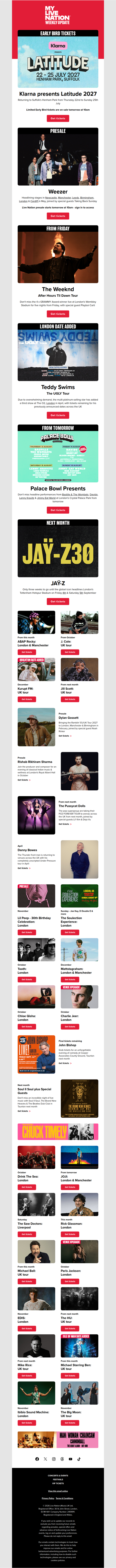 Weezer・The Weeknd・Palace Bowl Presents・Klarna presents Latitude & more