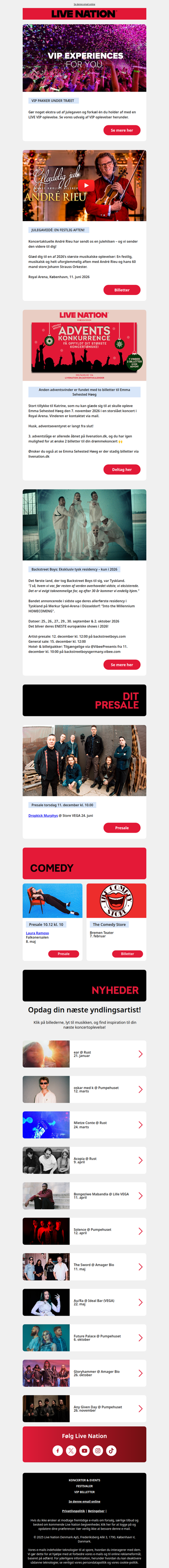 VIP pakker under træet? • Adventskalender • Nye koncerter og comedy shows