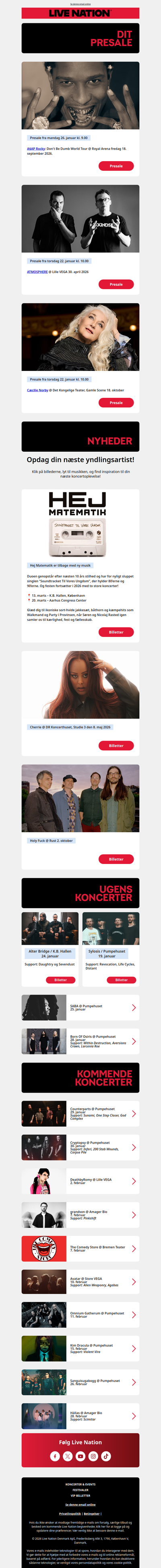 A$AP Rocky til Danmark på verdensturné • Nye koncerter: Cæcilie Norby, ATMOSPHERE, Cherrie, Holy Fuck • Kommende koncerter