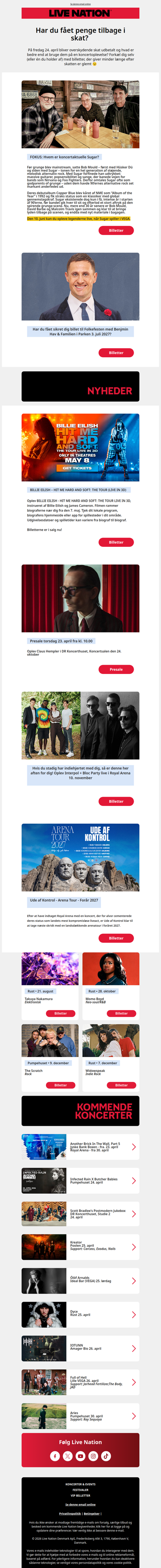 Skattekisten er åben • Oplev Billie Eilish på det store lærred!  • Hvem er Sugar? • Koncertnyheder