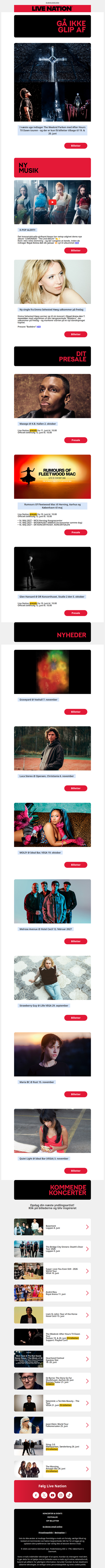 The Weeknd i Parken næste weekend – er du klar? • Dine eksklusive presales og kommende koncerter