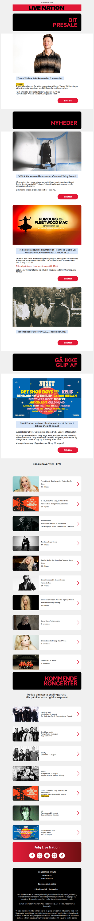 Comedy med Trevor Wallace • Suset festival nærmer sig • Danske favoritter - live!