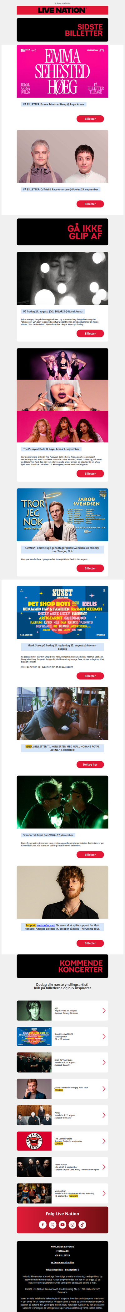VIND billetter til Niall Horan •  Gå ikke glip af JOJI i Royal Arena på fredag • Kommende koncerter