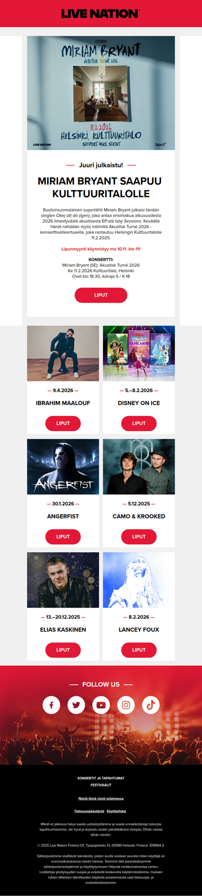 ♫ Live Nationin viikon keikkauutiset! ♫