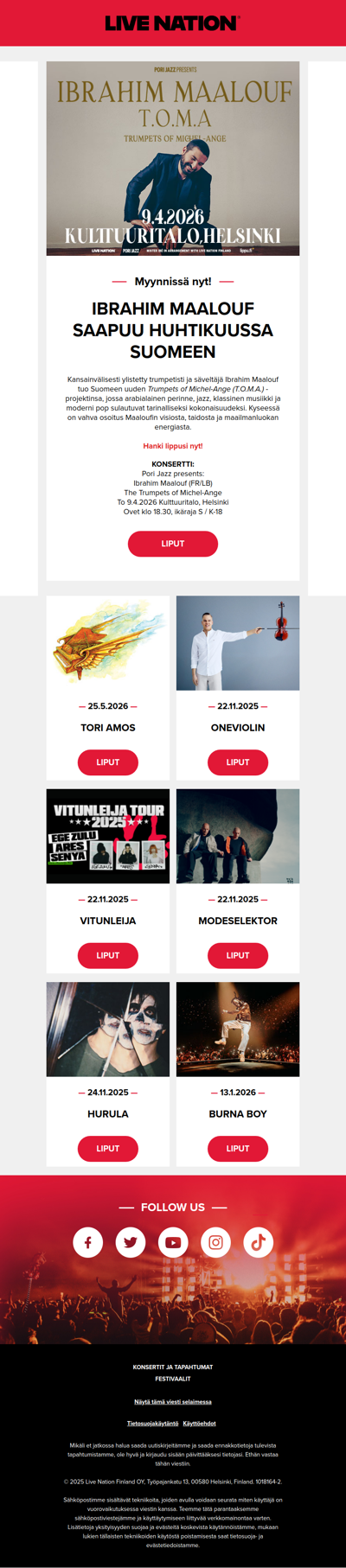 ♫ Live Nationin viikon keikkauutiset! ♫