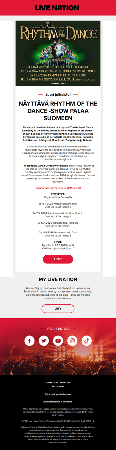 Rhythm of the Dance tuo jälleen irlantilaistanssit sekä -musiikin Suomeen!☘️