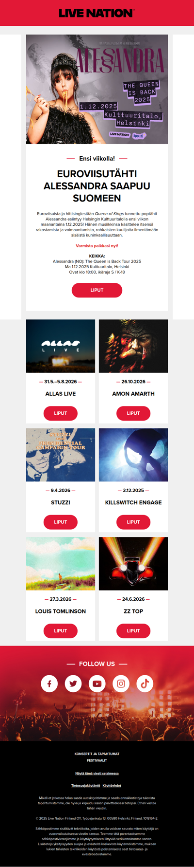 ♫ Live Nationin viikon keikkauutiset! ♫