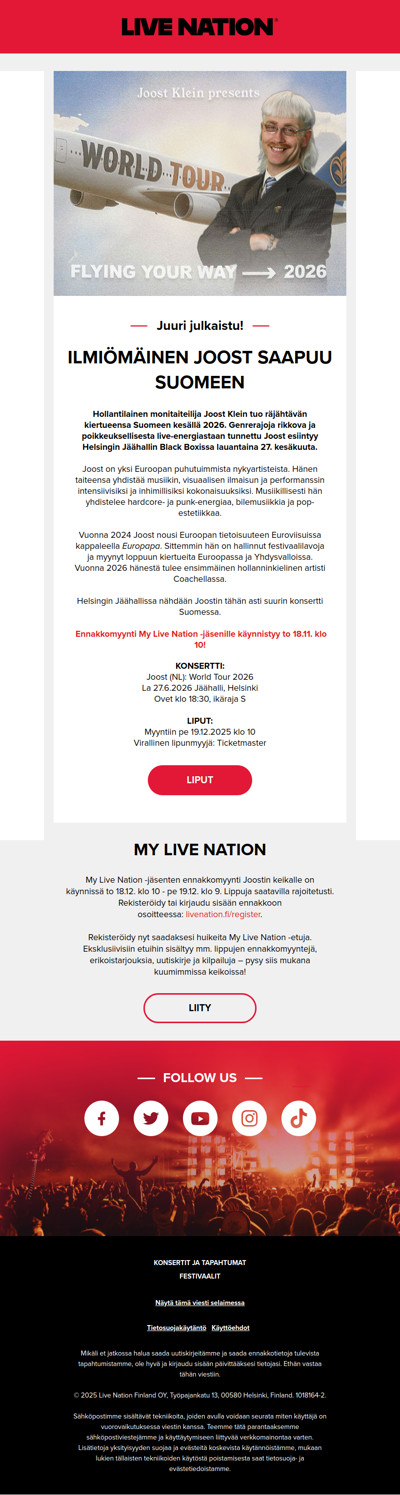 Ilmiömäinen hollantilaisartisti Joost Klein saapuu Suomeen! 💙