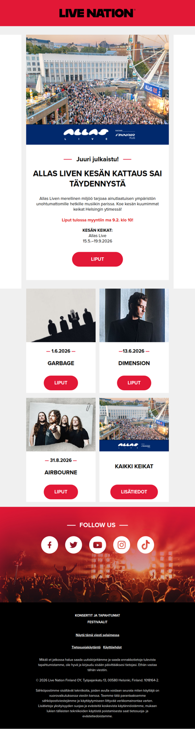 Allas Liven kesän uudet kiinnitykset ovat täällä! 🌊🎡
