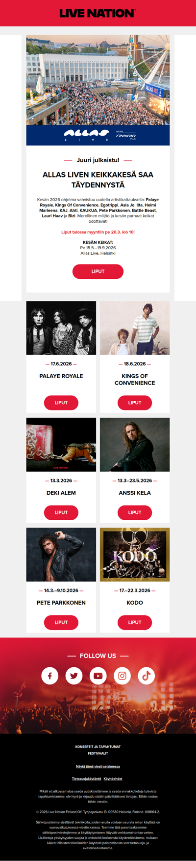 ♫ Live Nationin viikon keikkauutiset! ♫