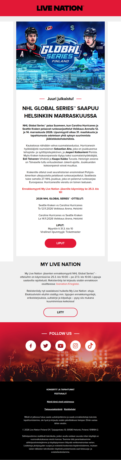 NHL Global Series™ palaa Suomeen! 🏒