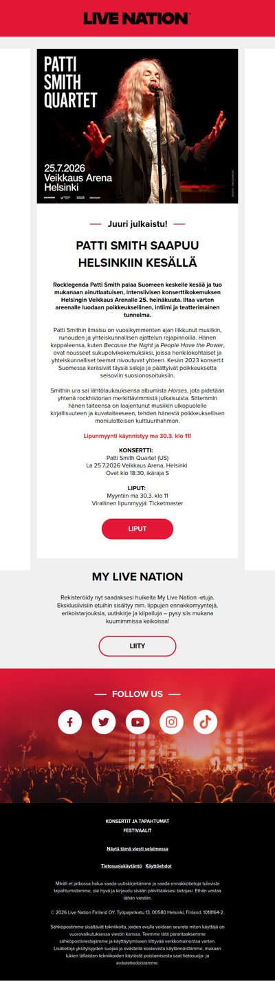 Rakastettu rock-leganda Patti Smith palaa Suomeen! 🎤