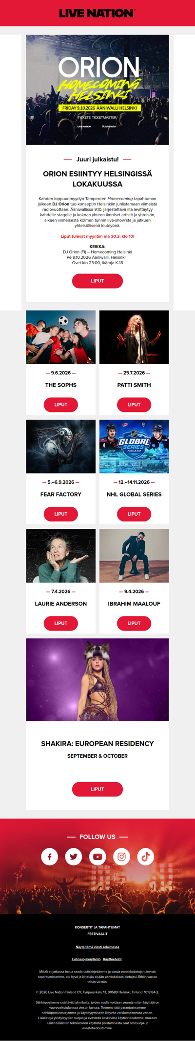 ♫ Live Nationin viikon keikkauutiset! ♫